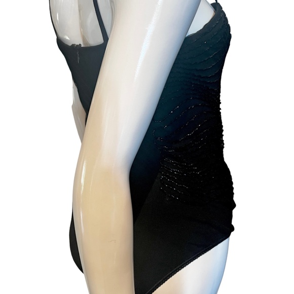 WT Vintage Ritmo DiPerla LaPerla Beaded Black Stretch Tulle Bustier/Bodysuit 34D - Picture 11 of 16